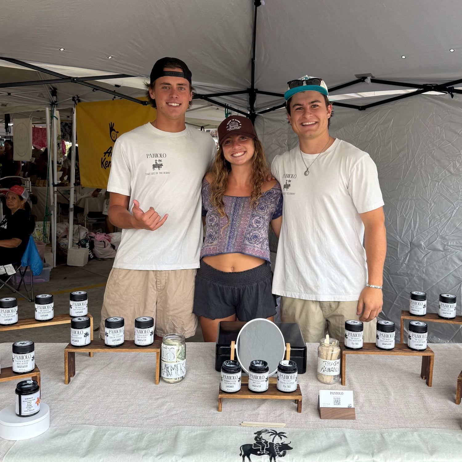 Cam, Lauren and Jaidon at the Paniolo market tent