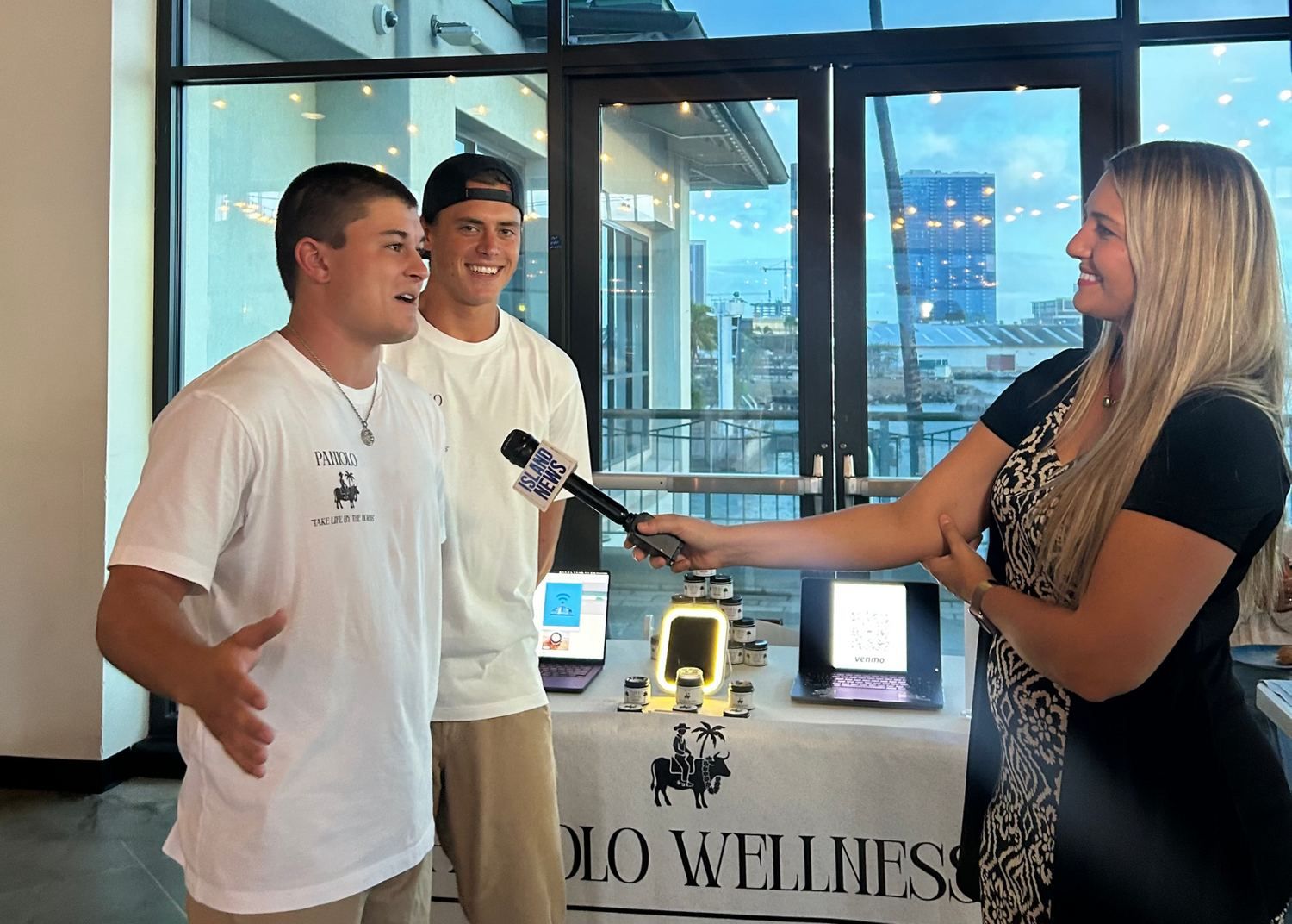 Cam and Jaidon interviewed at a press event